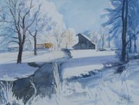 Ingrid Furtner , Mühle im Winter ca40x50cm